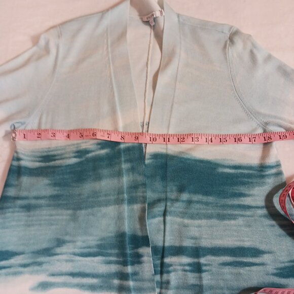 Chico's  Cardigan, Spun Rayon, Hanky Hem, Ombre Ocean Blues,  Small, Light Knit - Picture 7 of 10